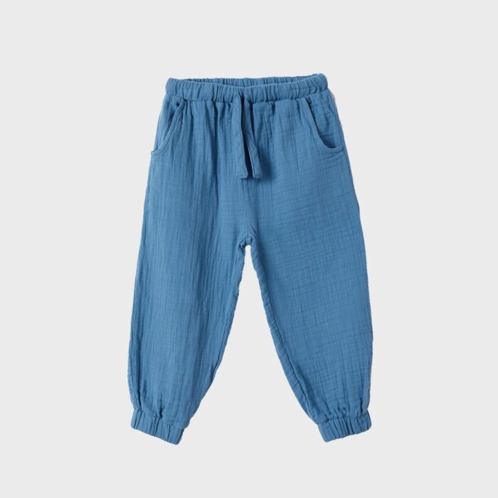 organicera organic muslin childrens pants indigo