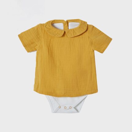 organicera organic muslin shirt body mustard