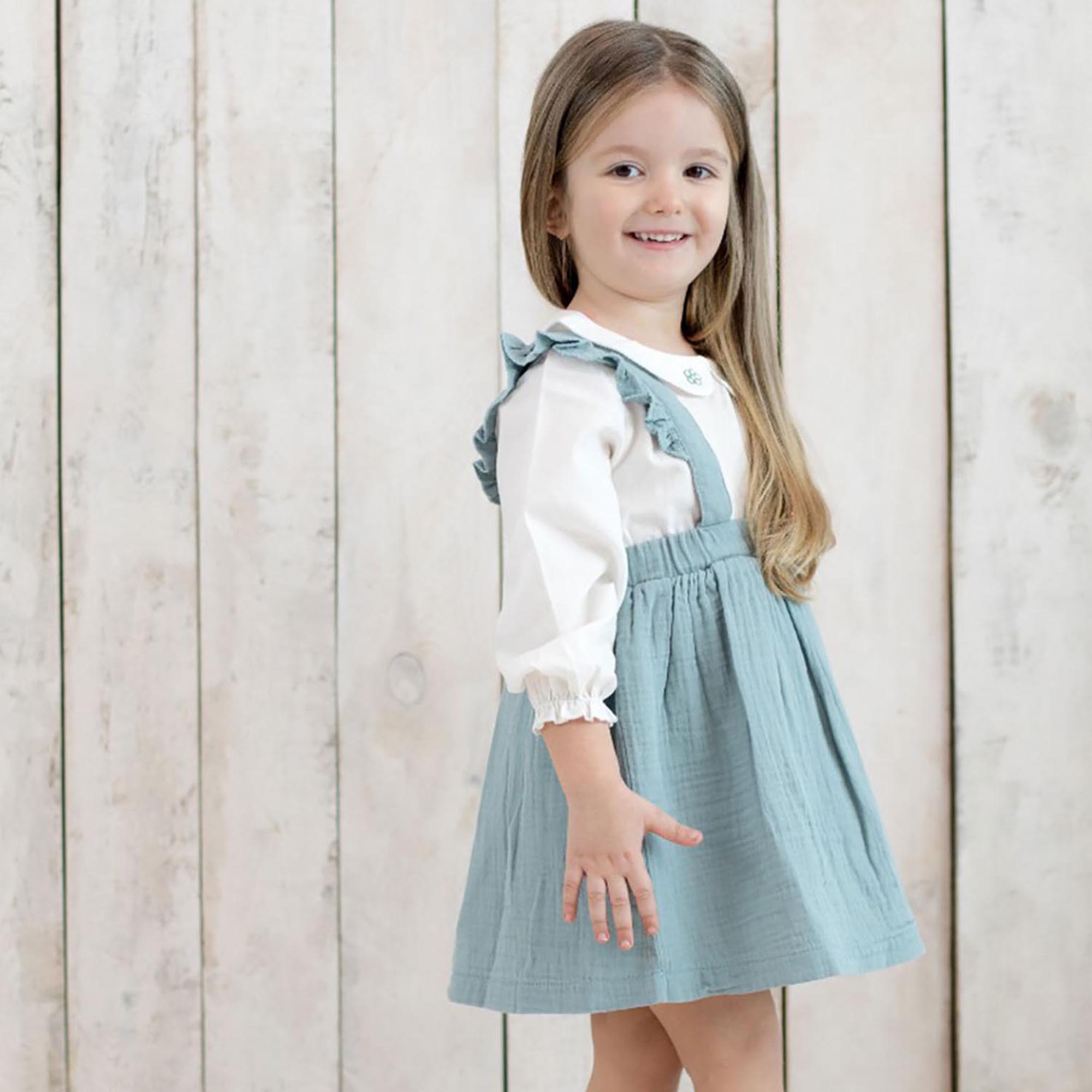 organicera organic frill dress muslin aqua