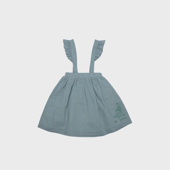 organicera organic frill dress muslin aqua