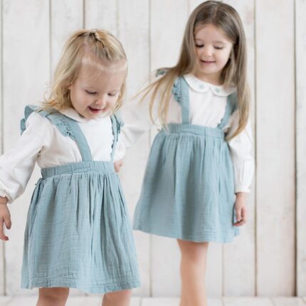 organicera organic frill dress muslin aqua