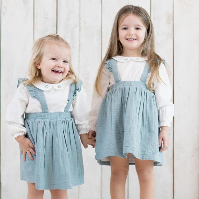 organicera organic frill dress muslin aqua