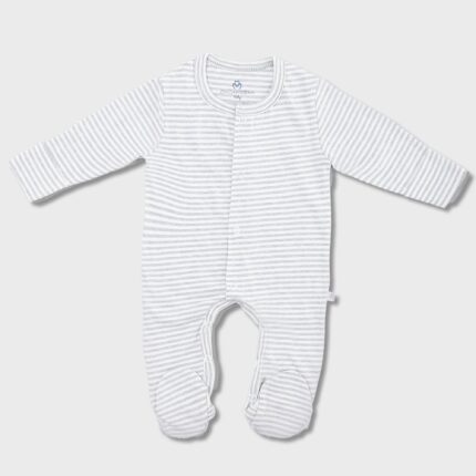 organicera organic baby footed sleepsuit stripedli