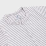 OrganicEra Organic Baby Footed Sleepsuit, Striped, Grey Melange - Image 2