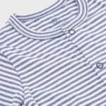 OrganicEra Organic Baby Footed Sleepsuit, Striped, Indigo Melange - Image 2