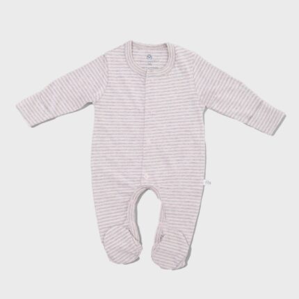organicera organic baby footed sleepsuit stripedli