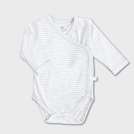 organicera organic long sleeve newborn kimono baby body striped