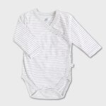organicera organic long sleeve newborn kimono baby body striped