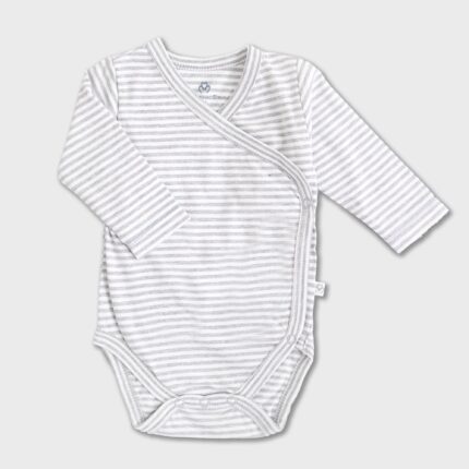organicera organic long sleeve newborn kimono baby body striped
