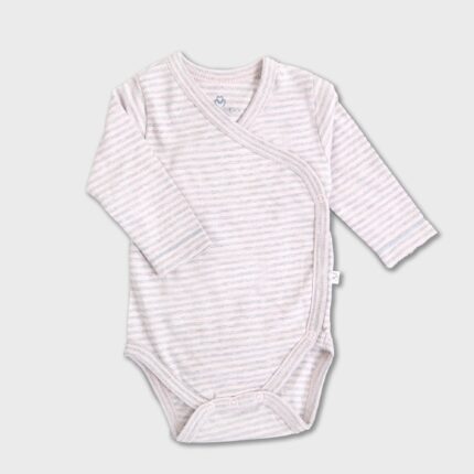organicera organic long sleeve newborn kimono baby body striped
