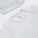 OrganicEra Organic Newborn Baby Long Sleeve Bodysuit, 2 pcs Set, Aqua Melange - Image 2