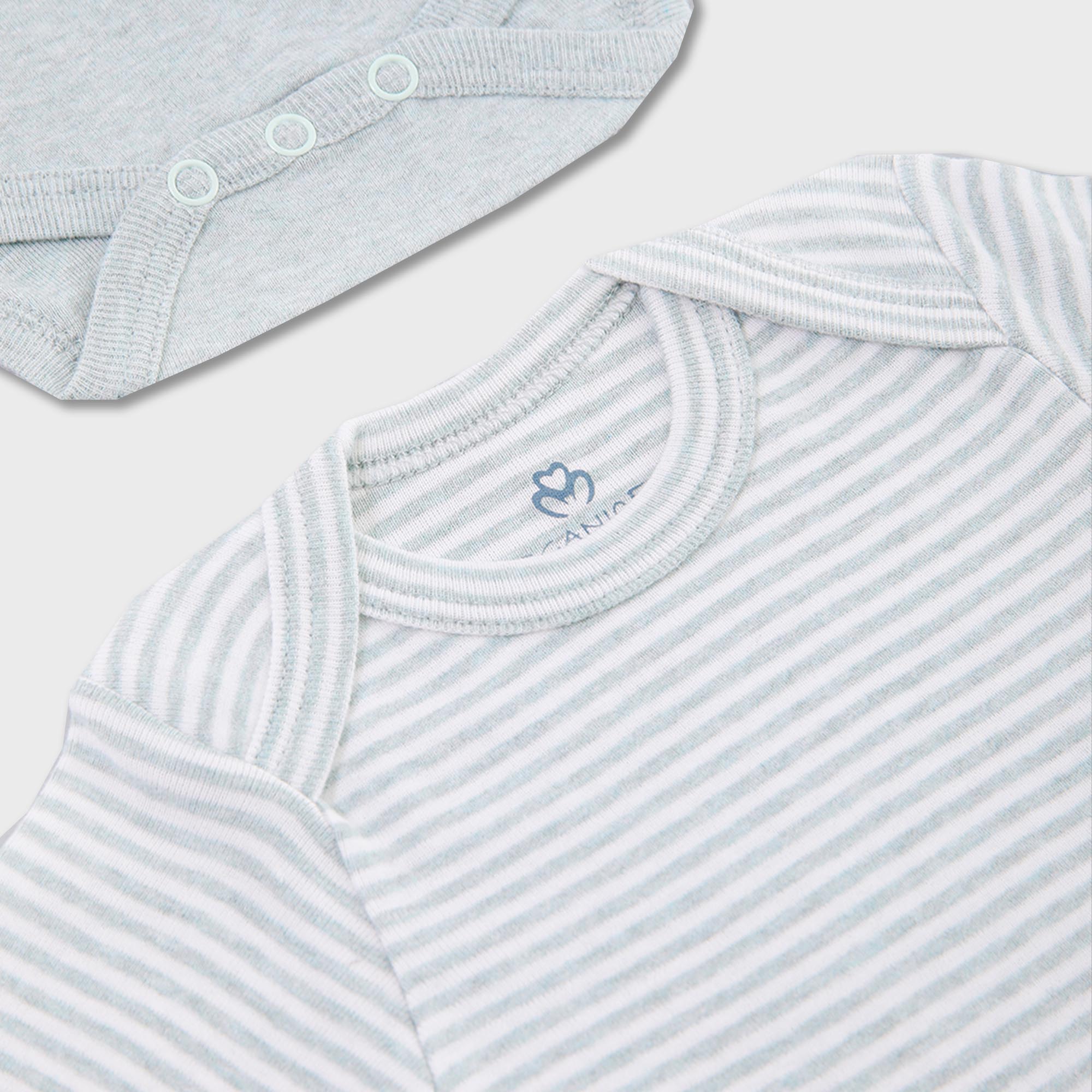 organicera-organic-newborn-baby-long-sleeve-bodysuit-2-pcs-set-aqua-melange-2 OrganicEra Organic Newborn Baby Long Sleeve Bodysuit, 2 pcs Set, Aqua Melange - Image 2