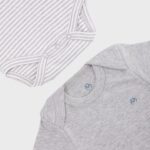 OrganicEra Organic Newborn Baby Long Sleeve Bodysuit, 2 pcs Set, Grey Melange - Image 3
