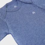 OrganicEra Organic Newborn Baby Long Sleeve Bodysuit, 2 pcs Set, Indigo Melange - Image 2