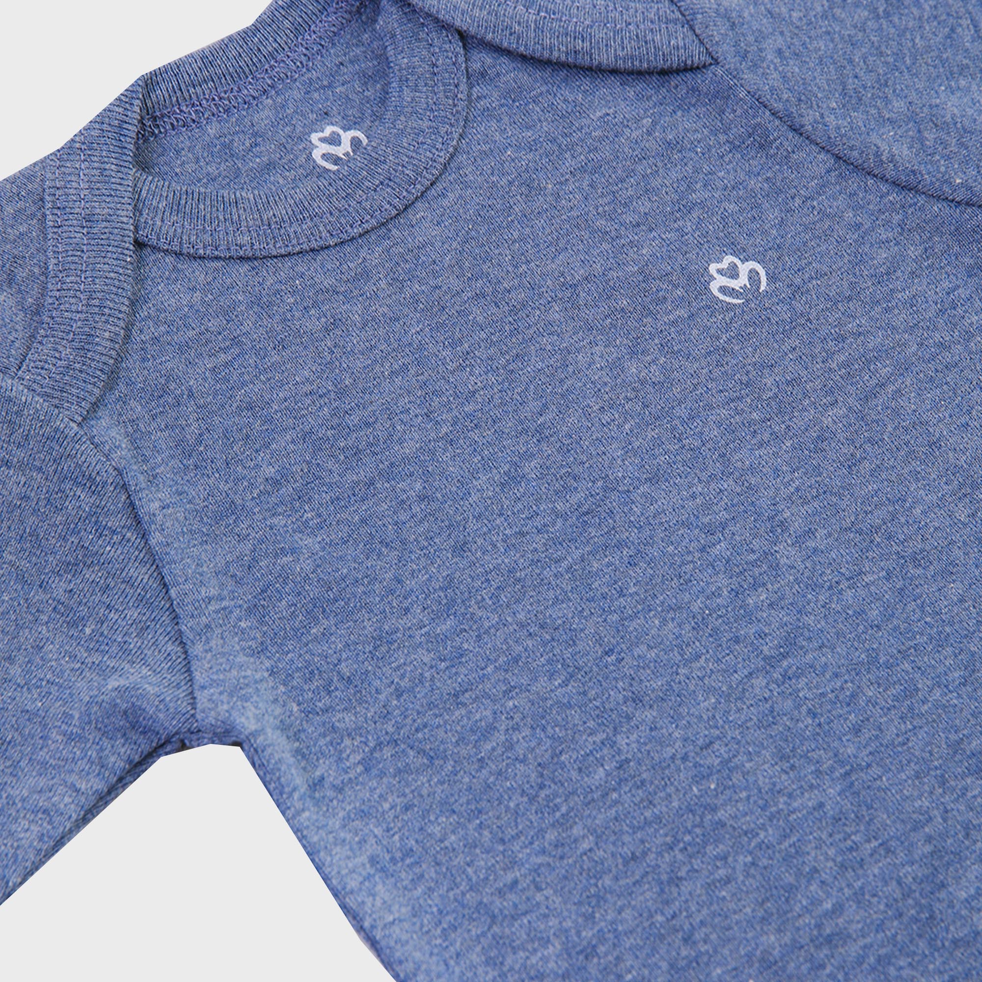 organicera-organic-newborn-baby-long-sleeve-bodysuit-2-pcs-set-indigo-melange-2 OrganicEra Organic Newborn Baby Long Sleeve Bodysuit, 2 pcs Set, Indigo Melange - Image 2