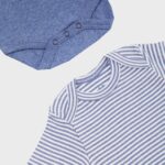 OrganicEra Organic Newborn Baby Long Sleeve Bodysuit, 2 pcs Set, Indigo Melange - Image 3