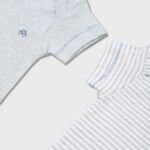 OrganicEra Organic Newborn Baby Short Sleeve Bodysuit, 2 pcs Set, Aqua Melange - Image 2