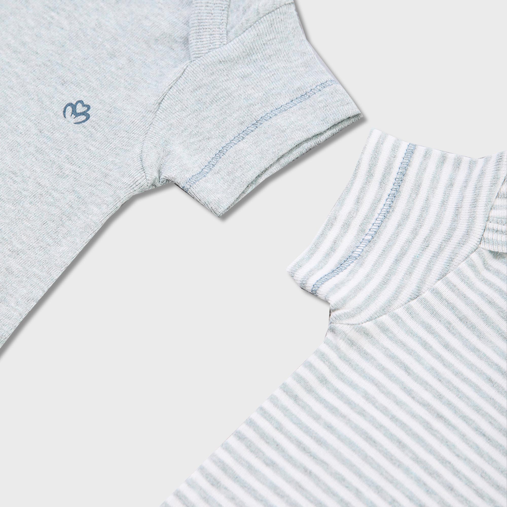 organicera-organic-newborn-baby-short-sleeve-bodysuit-2-pcs-set-aqua-melange-2 OrganicEra Organic Newborn Baby Short Sleeve Bodysuit, 2 pcs Set, Aqua Melange - Image 2