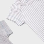 OrganicEra Organic Newborn Baby Short Sleeve Bodysuit, 2 pcs Set, Grey Melange - Image 2