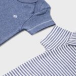 OrganicEra Organic Newborn Baby Short Sleeve Bodysuit, 2 pcs Set, Indigo Melange - Image 2