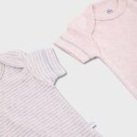 OrganicEra Organic Newborn Baby Short Sleeve Bodysuit, 2 pcs Set, Rose Melange - Image 2