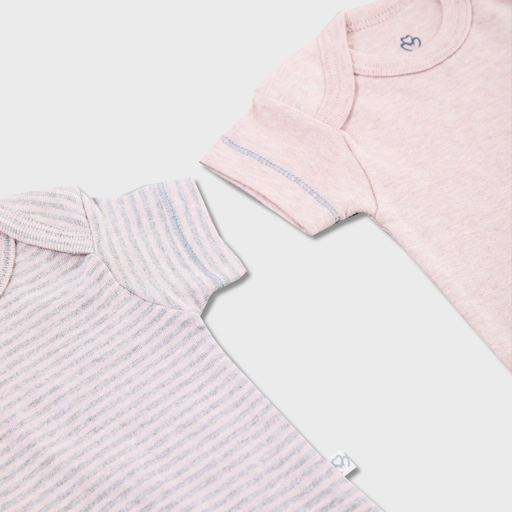 organicera-organic-newborn-baby-short-sleeve-bodysuit-2-pcs-set-rose-melange-2 OrganicEra Organic Newborn Baby Short Sleeve Bodysuit, 2 pcs Set, Rose Melange - Image 2