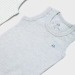 OrganicEra Organic Newborn Baby Sleeveless Bodysuit, 2 pcs Set, Aqua Melange - Image 2