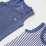 OrganicEra Organic Newborn Baby Sleeveless Bodysuit, 2 pcs Set, Indigo Melange - Image 2