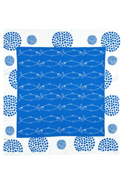 organicera organic tricot knit baby blanket fishes
