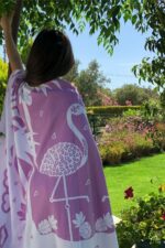 organicera organic tricot knit baby blanket flamingo