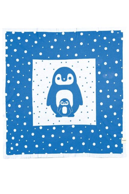 organicera organic tricot knit baby blanket penguen
