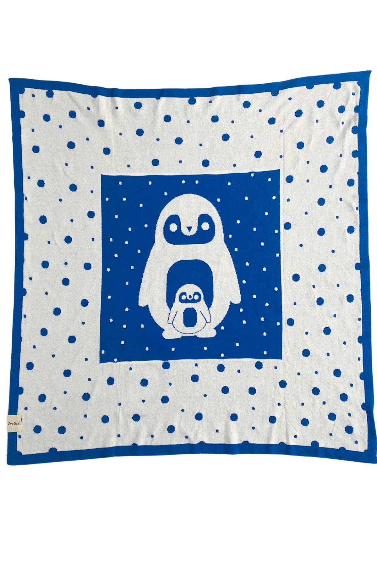 organicera-organic-tricot-knit-baby-blanket-penguen-80x90-cm-blue-2 OrganicEra Organic Tricot Knit Baby Blanket, Penguen (80X90 cm), Blue - Image 2
