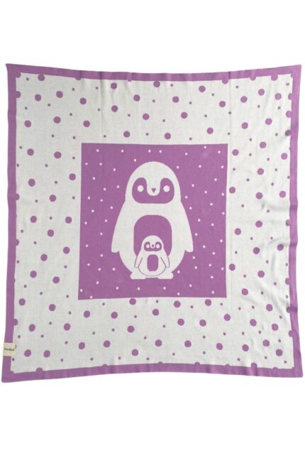 organicera organic tricot knit baby blanket penguen