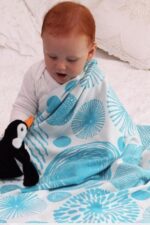 OrganicEra Organic Tricot Knit Baby Blanket, Rings (80X90 cm), Blue - Image 2